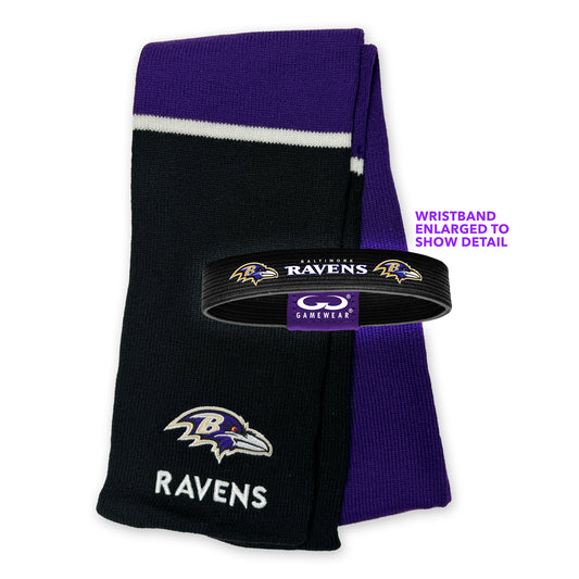 Baltimore Ravens Combo Includes An NFL Scarf & Wristband - Gifts For Sport Fans